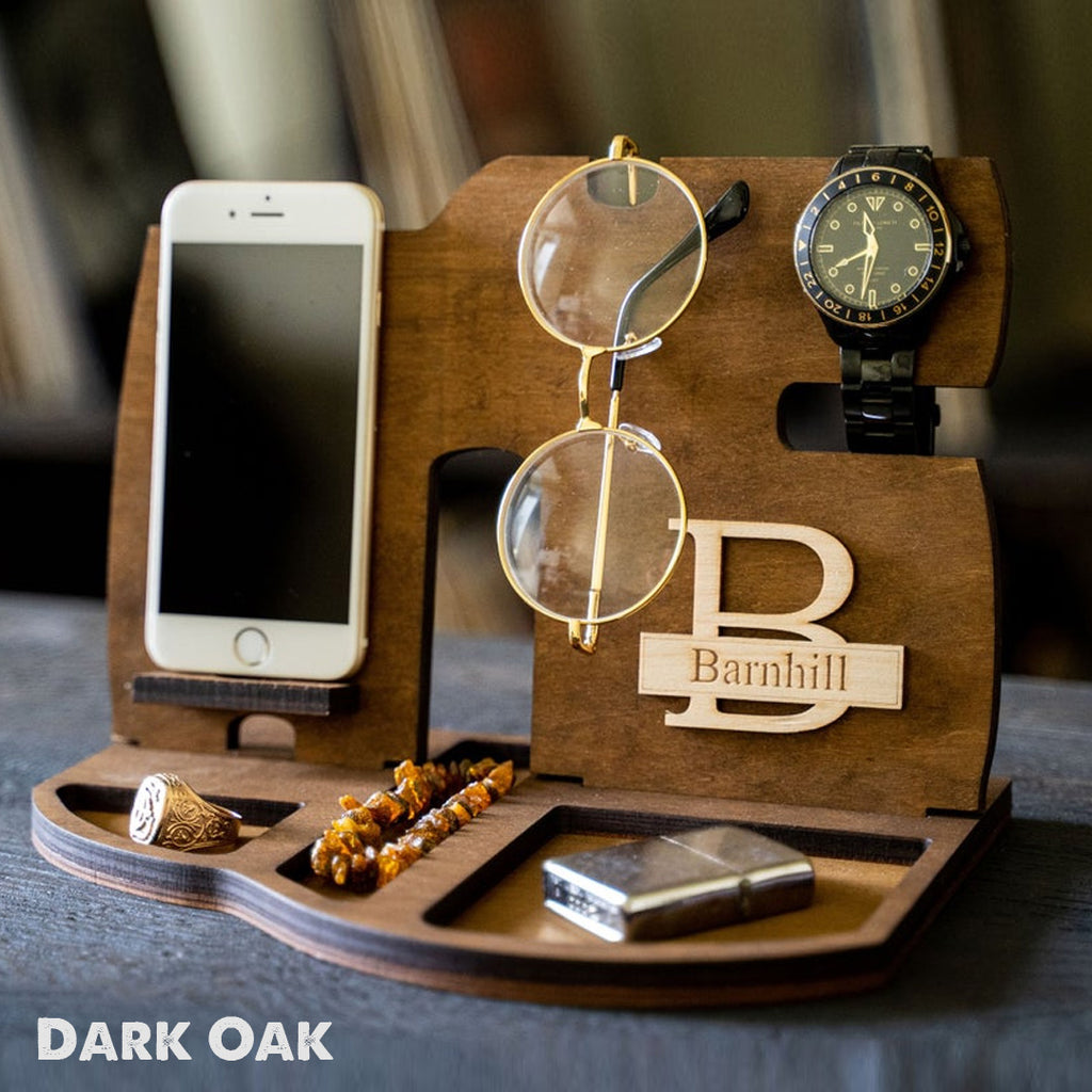 Personalized Docking Station, Wood Stand Gift For Him