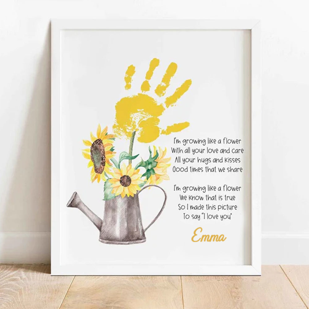 Sunflower Handprint With Poem For Mother, Grandma - Handprint Sign - Gift For Mom