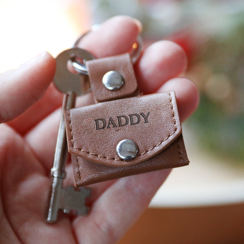 Personalised Leather Envelope Keyring With Photo Charm - Best Father's Day Gifts