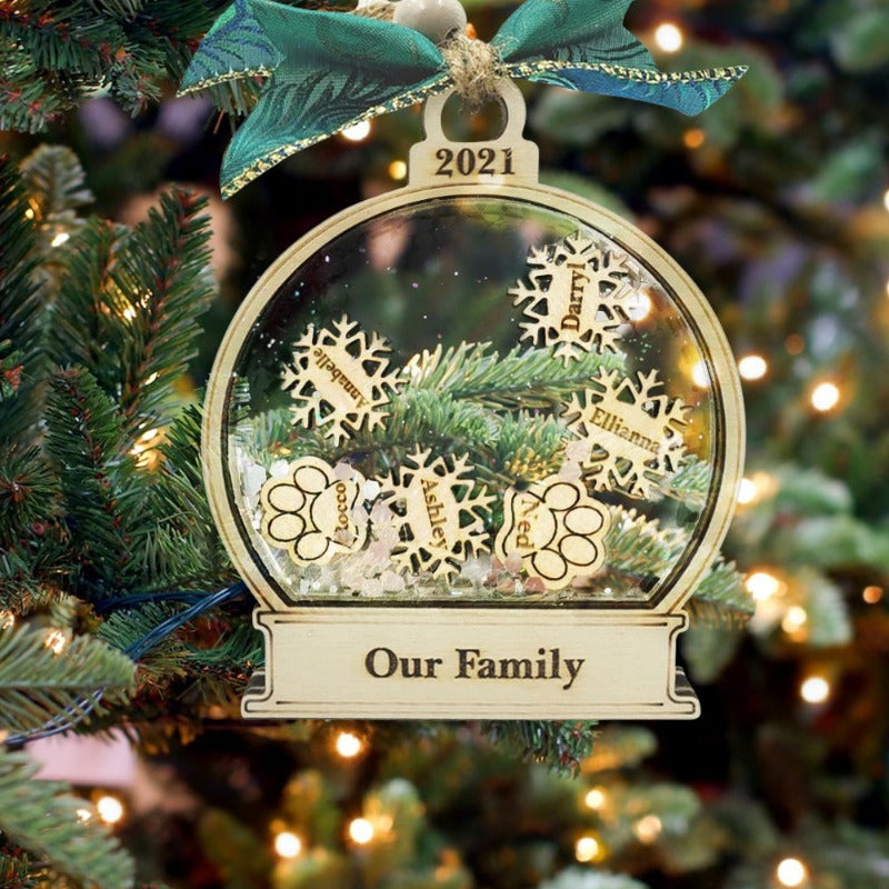 Personalized Wooden Family Snow Globe 2023