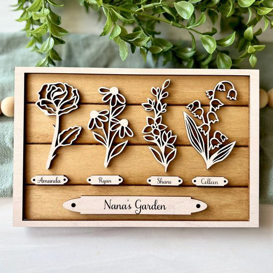 Personalized Birth Flower Sign, Gift For Mom And Grandma