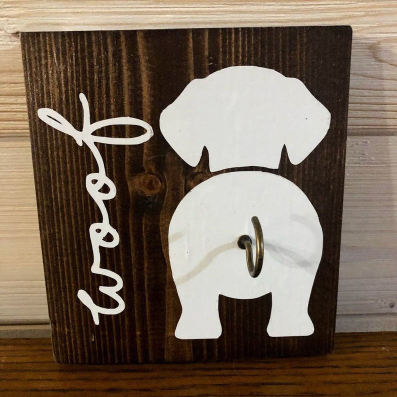 Personalized Dog Leash Hook, Woof Leash Hanging Sign