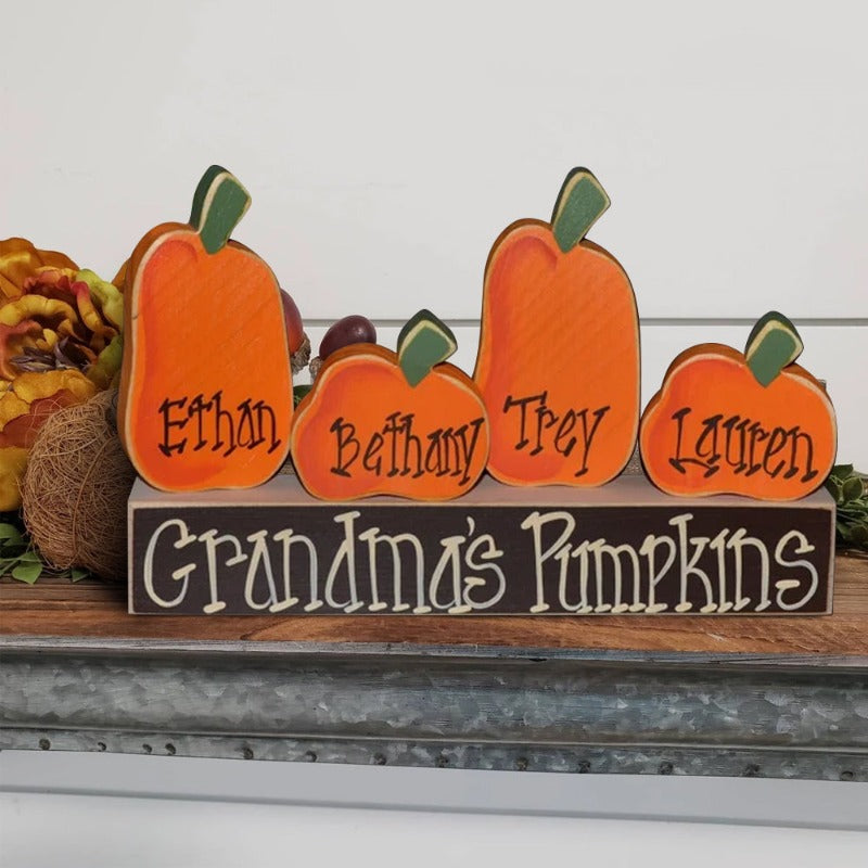 Personalized Pumpkins Family Block Set - Thanksgiving Decoration