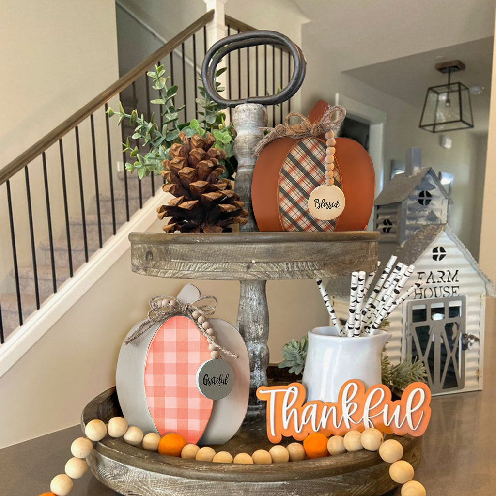 Thanksgiving Wooden 3D Pumpkin | Tiered Tray Decor | Farmhouse Fall Display