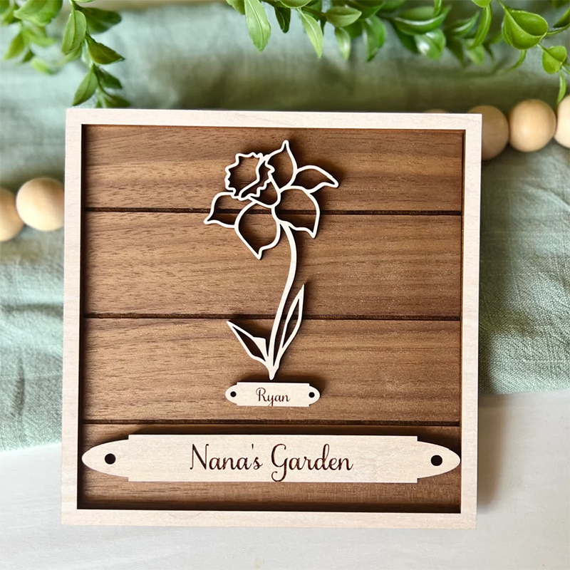 Personalized Birth Flower Sign, Gift For Mom And Grandma