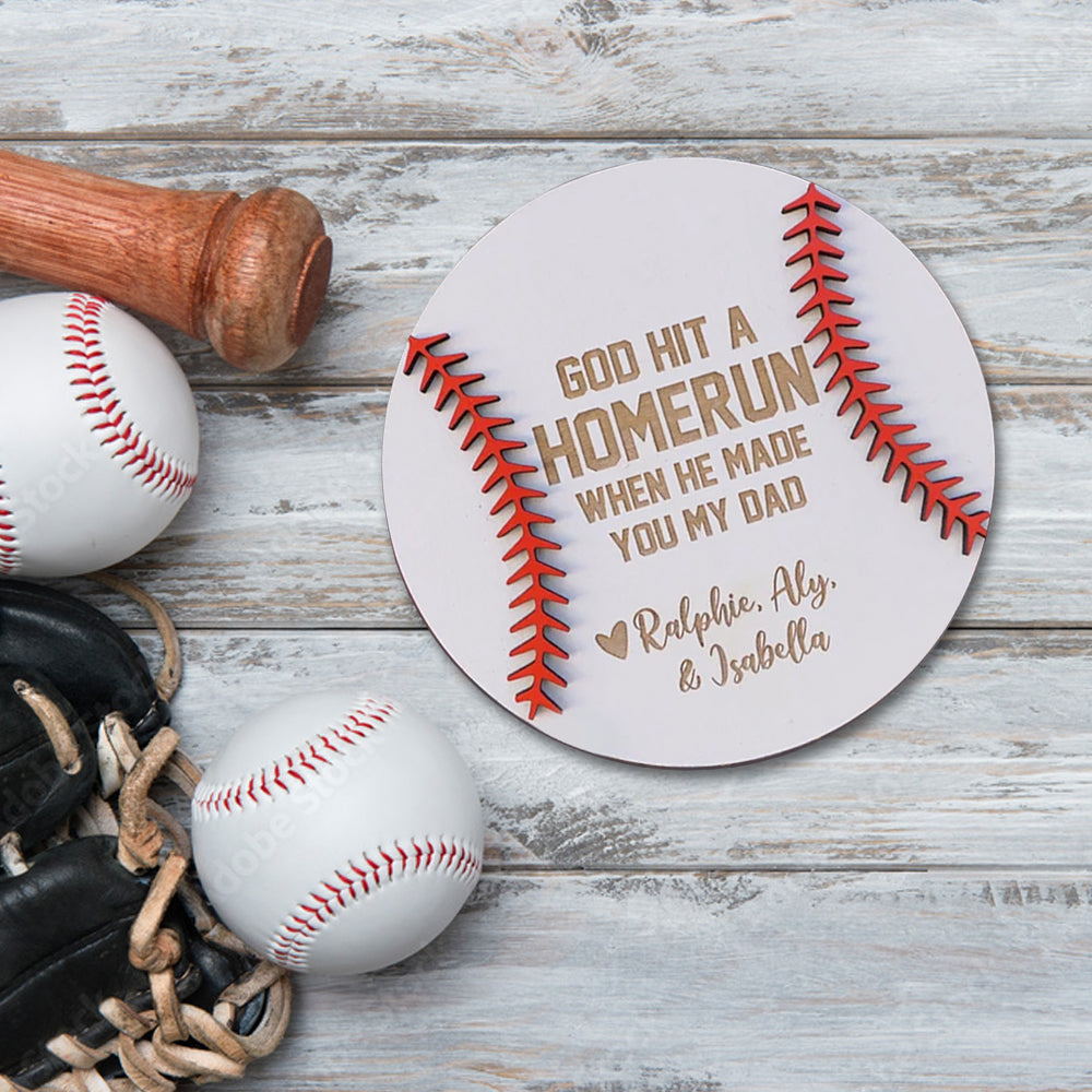Father’s Day Baseball Sign, God Hit a Homerun - Personalized Gift For Him