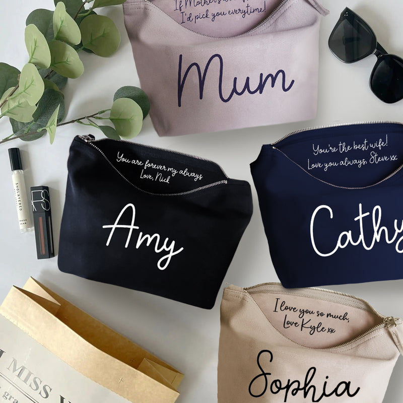 Custom canvas makeup bag - cosmetic pouch for women