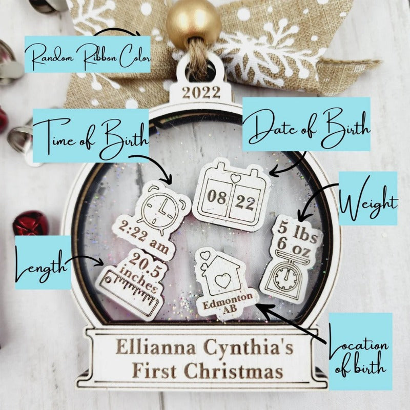 Personalized Baby 1st Christmas Wooden Ornaments