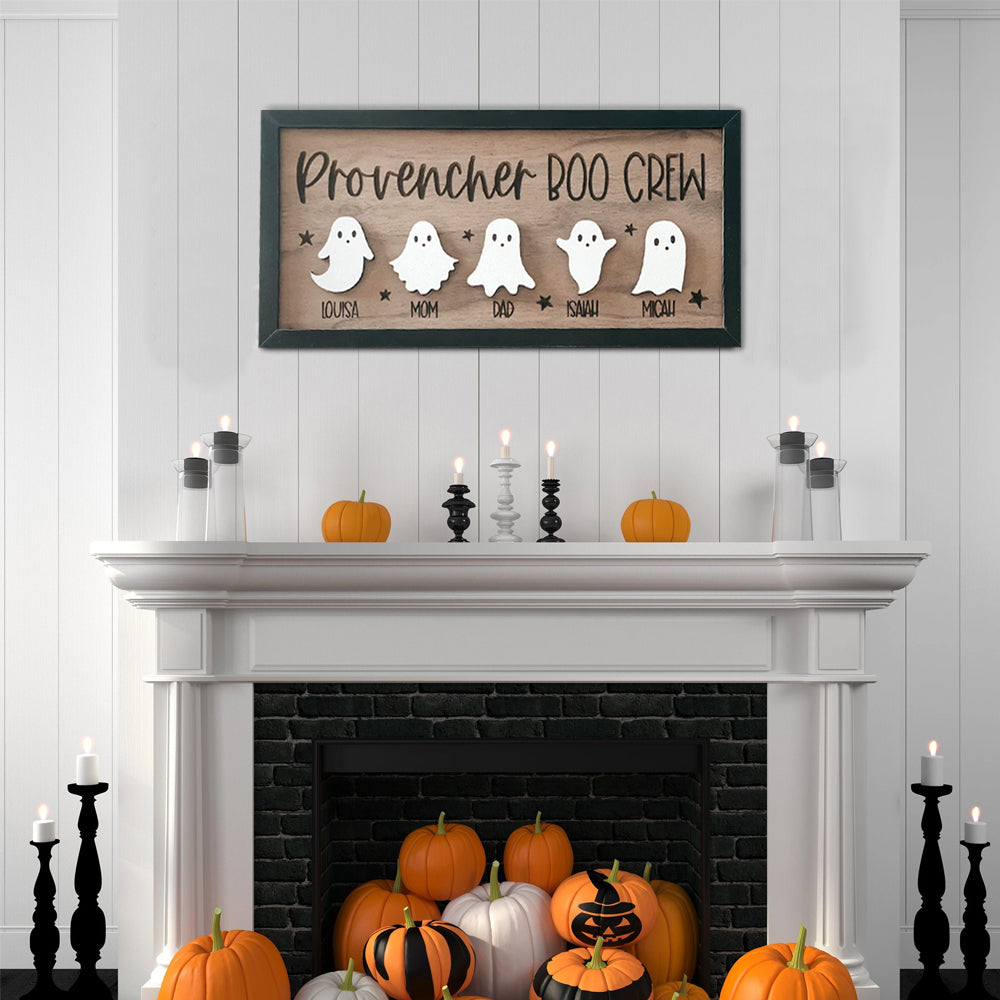 The Family Boo Crew - Halloween Personalized Wood Sign 10x5 inches
