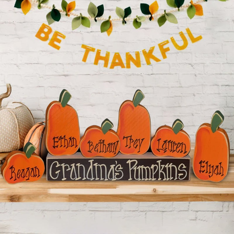 Personalized Pumpkins Family Block Set - Thanksgiving Decoration