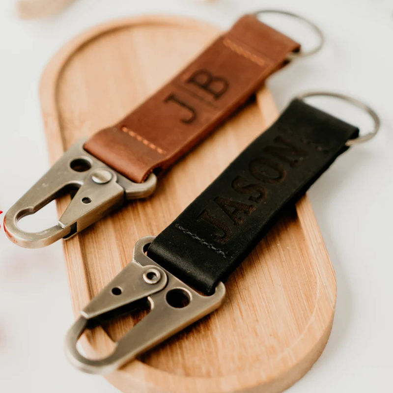 Custom Leather Keychain - Personalized Gift for Men