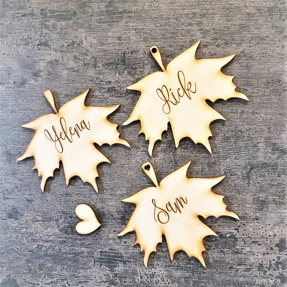 Wooden Maple Leaves Place Cards - Fall Thanksgiving 2023 Table Decor