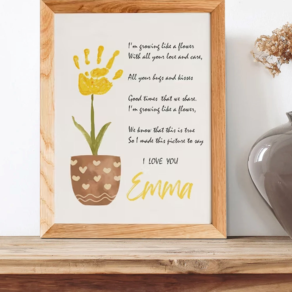 Customized of Flower Handprint With Poem For Mother, Grandma - Handprint Sign - Gift For Mom