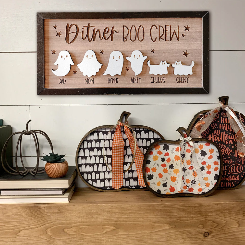 The Family Boo Crew - Halloween Personalized Wood Sign 10x5 inches