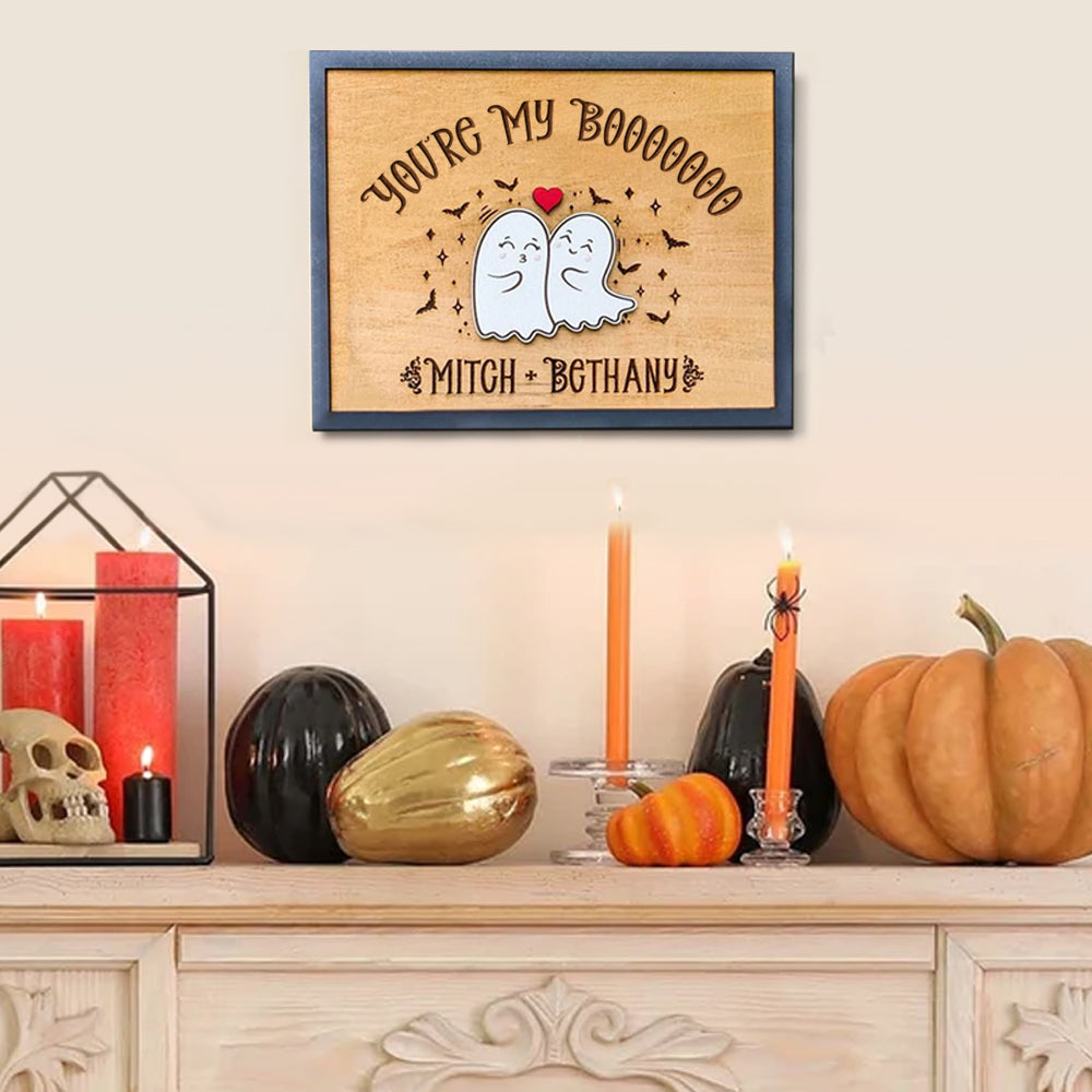 Halloween Cute Ghost Couple - Personalized Sign