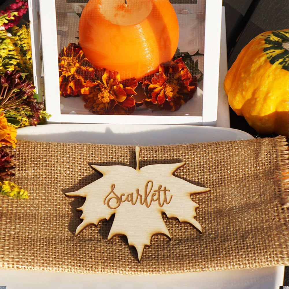 Wooden Maple Leaves Place Cards - Fall Thanksgiving 2023 Table Decor