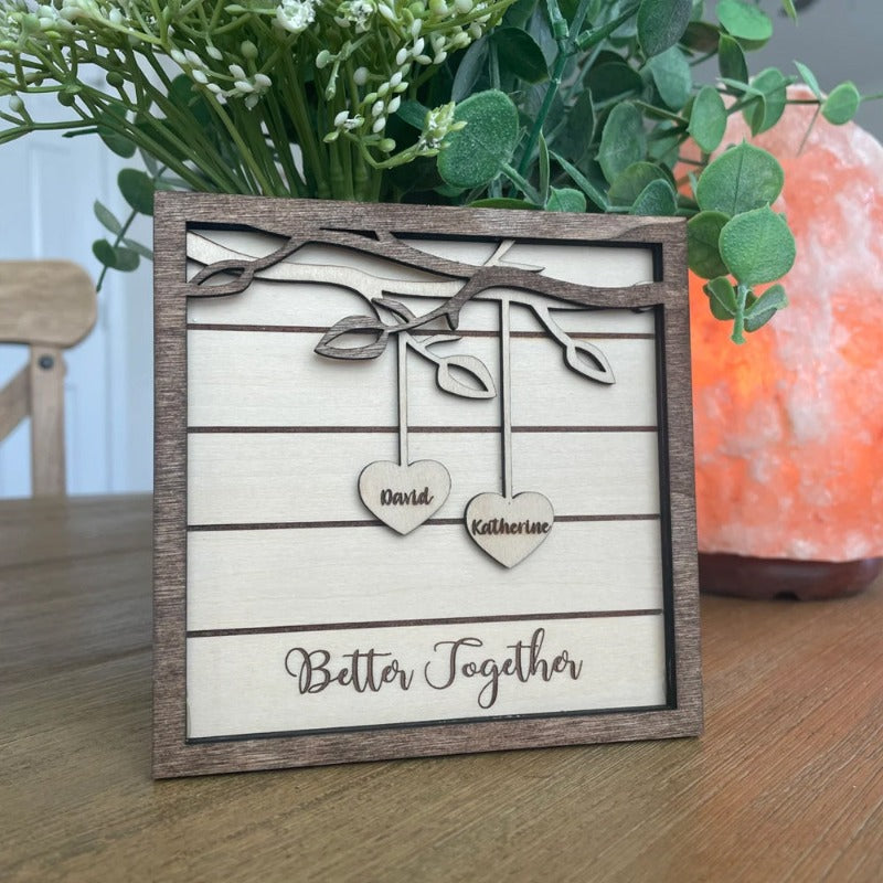 Personalized "Better Together" Wooden Sign, gift for her, gift for him