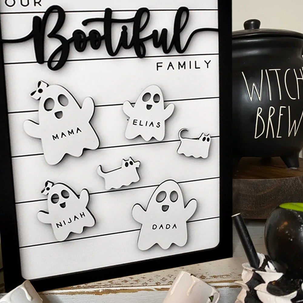 Bootiful Family - Personalized Halloween Wood Sign