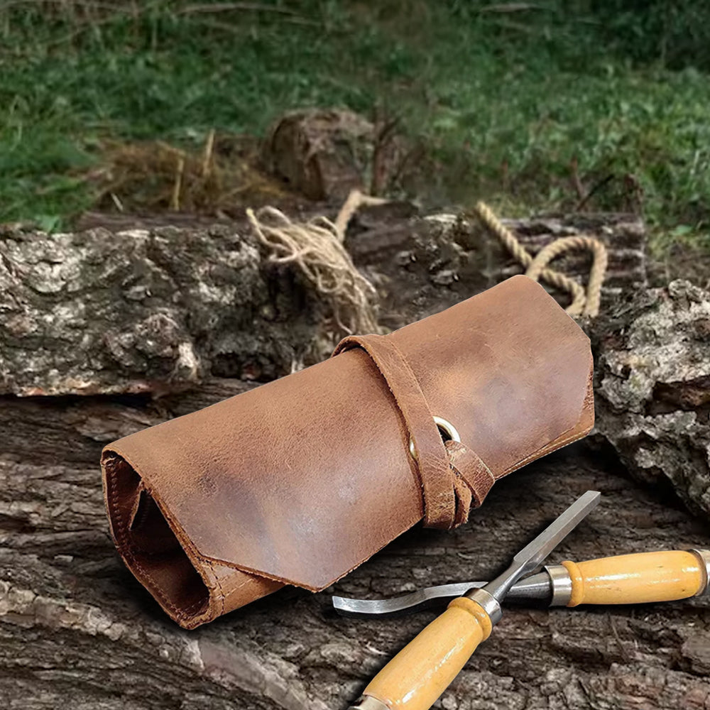 Leather Tool Roll Up Pouch, Craftsman Storage - Gifts for Men