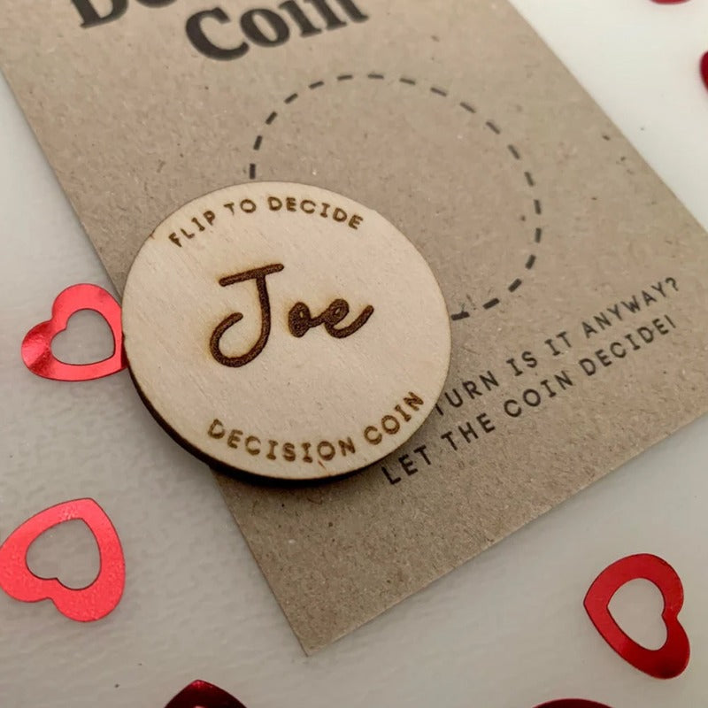 Personalized Wooden Decision Coin, Anniversary Gift for her, gift for him