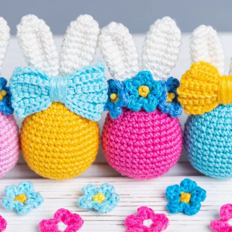 Set of 5 Crochet Bunny Easter Eggs
