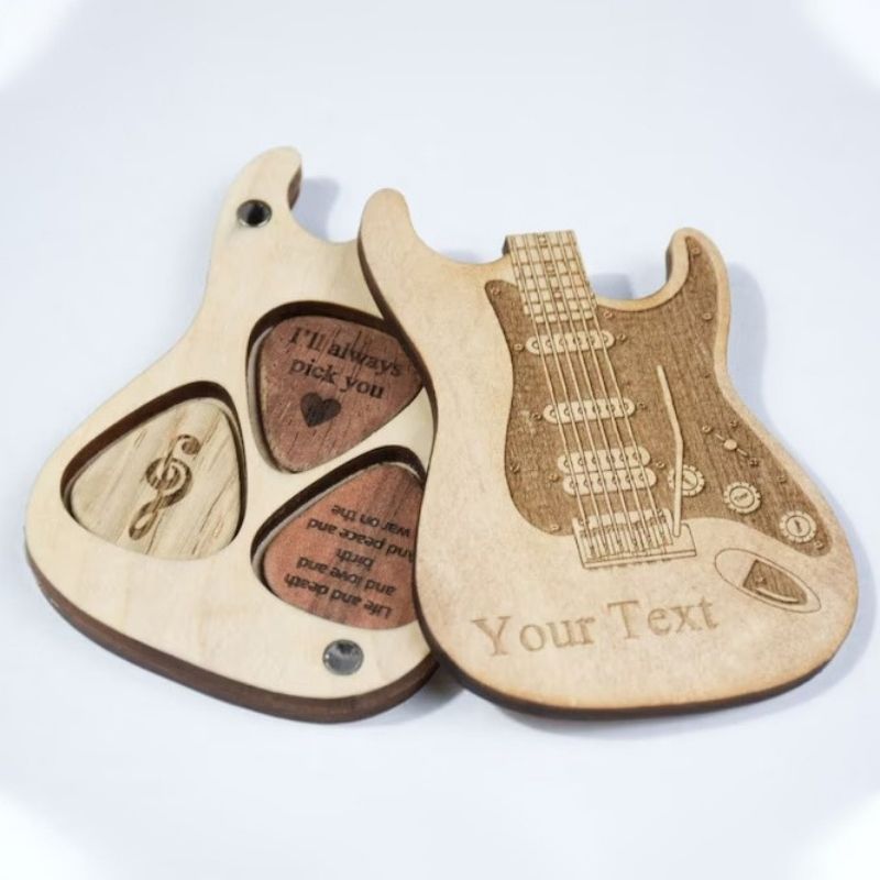 Personalized Wooden Guitar Picks With Holder And Gift Box