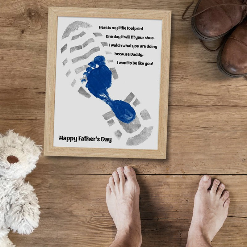 Child and Dad's Foot Print Sign - Father's Day Gift From Daughter & Son