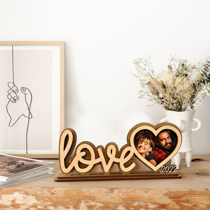 Handcrafted Love photo frame - gift for him her couple family