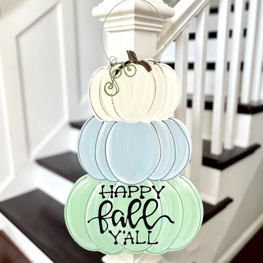 Personalized Wooden Pumpkin Stack Door Hanger - Thanksgiving Fall Decoration