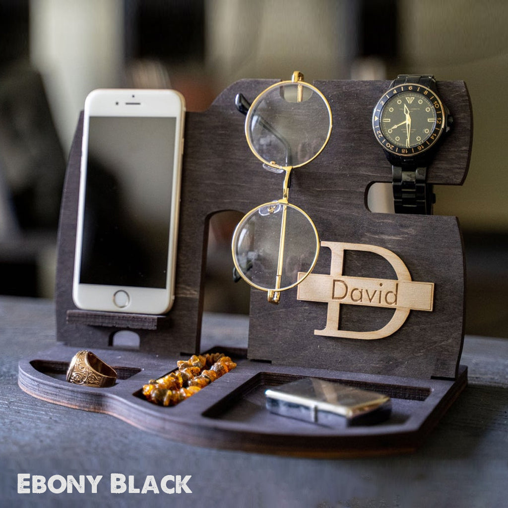 Personalized Docking Station, Wood Stand Gift For Him