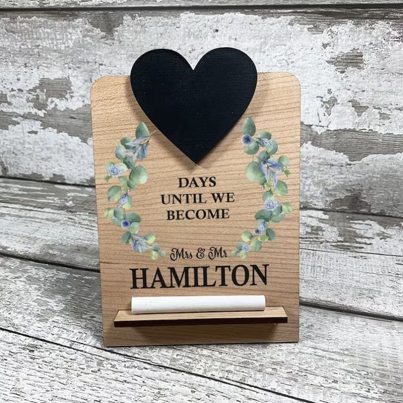 Personalized Wooden Engagement Countdown Sign