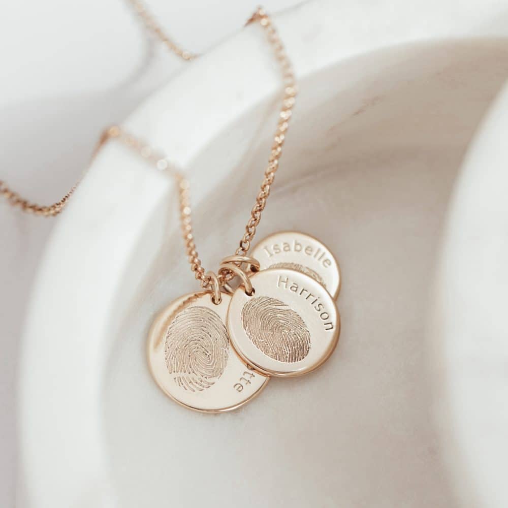 Personalised Multi Fingerprint and Name Disc Necklace