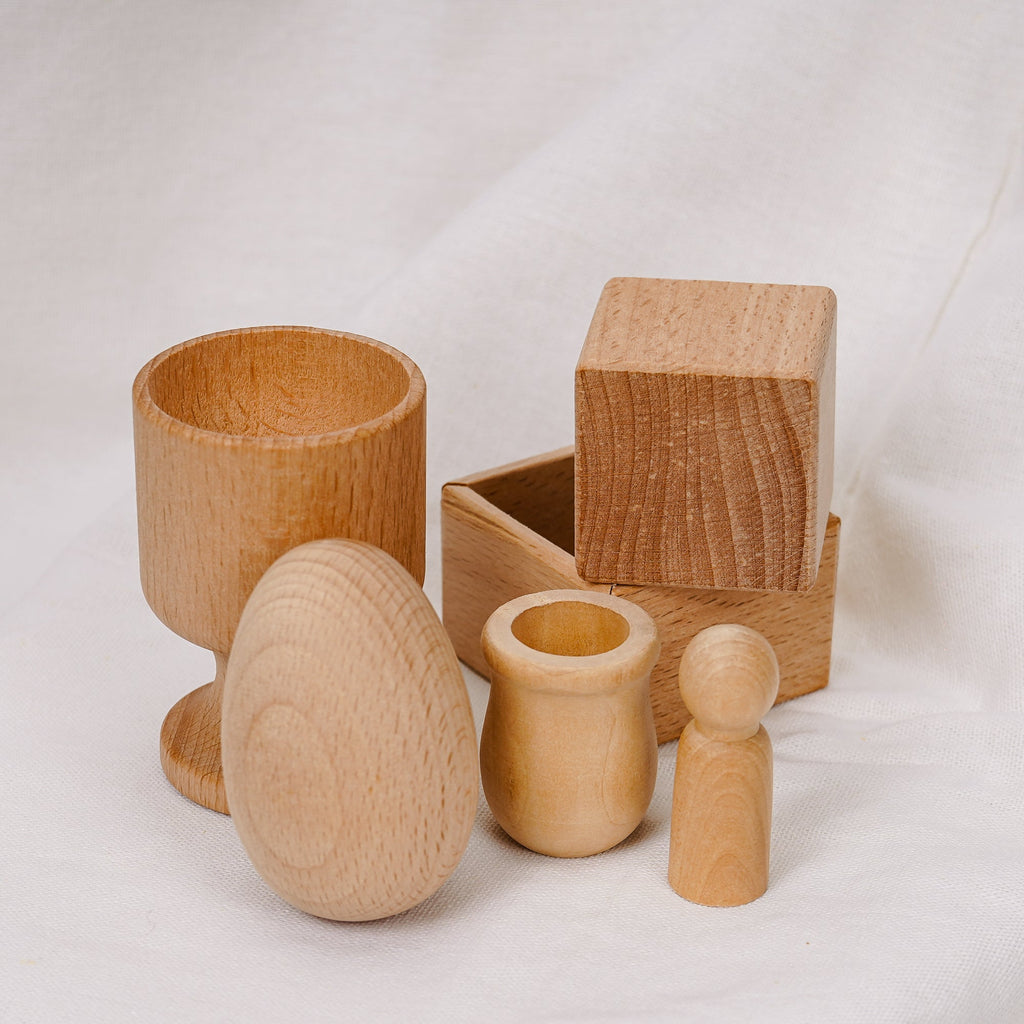 Wooden egg and peg in cup set