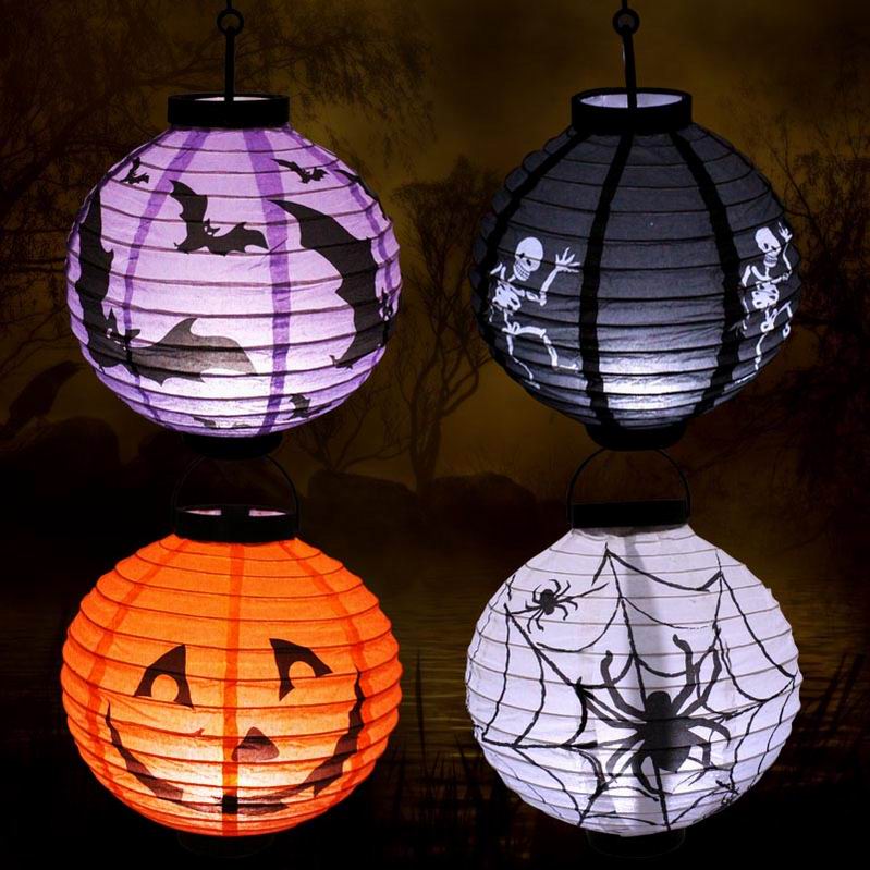 Halloween LED Paper Pumpkin Hanging Lantern