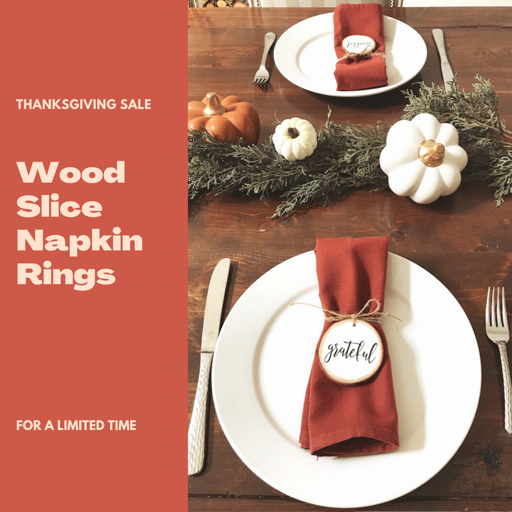 Thanksgiving Wood Slice Napkin Rings