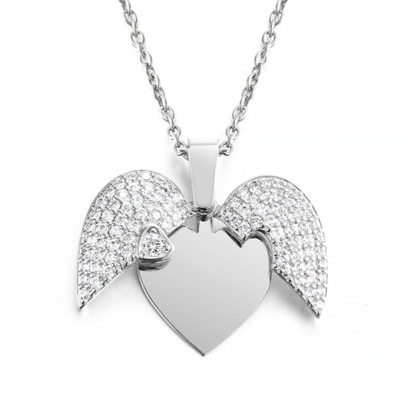 Personalized Wings Heart Necklace, gift for her