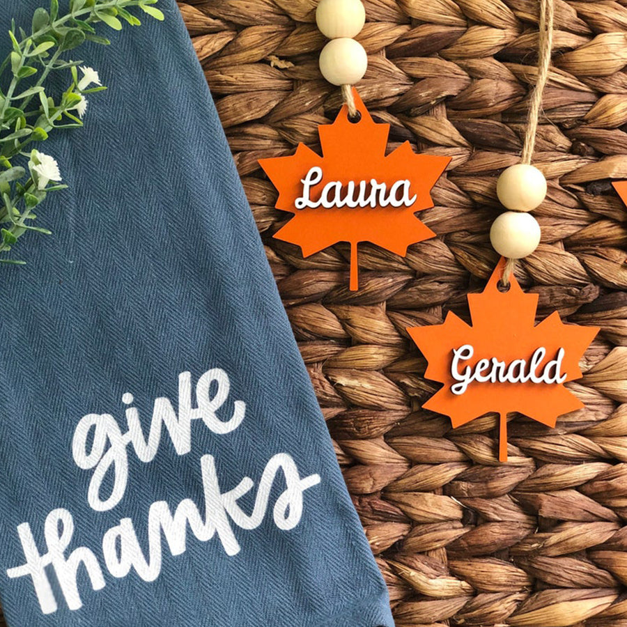 Thanksgiving Tags | Pumpkin Pie Placecards | Fall Leaf Placecards