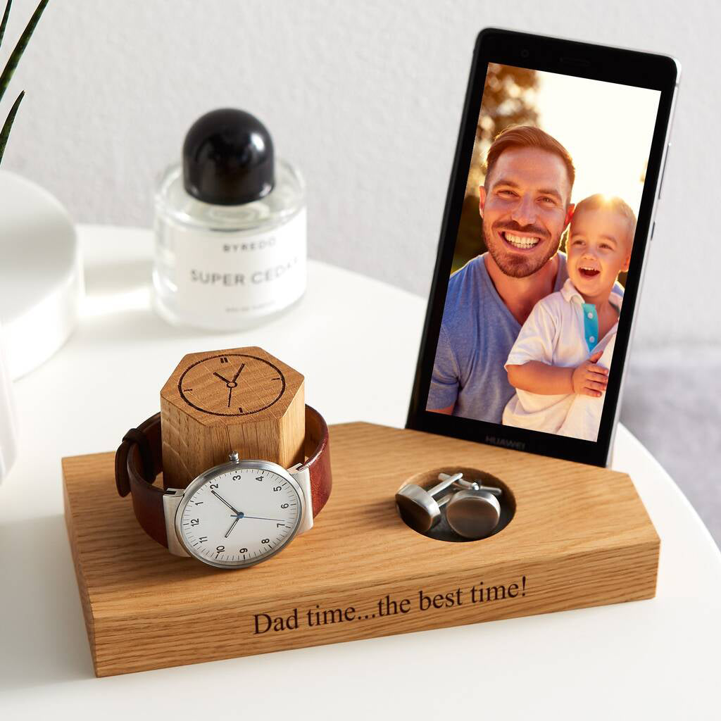 Personalised Bedside Watch And Phone Stand | Anniversary Gift
