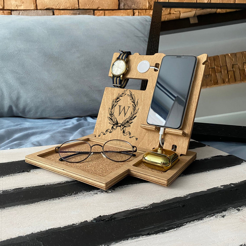 Personalized Wood Docking Station, Gifts For Men