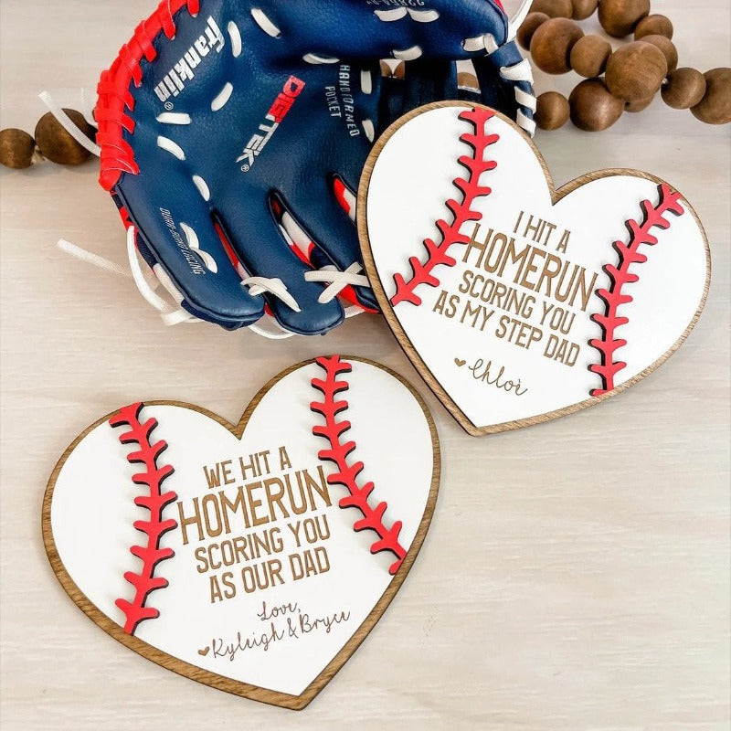 God Hit a Homerun, Father’s Day Baseball Softball Sign - Personalized Gifts for Dad