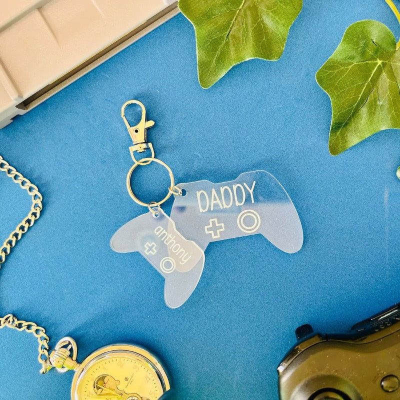 Custom Dad Child Game Controller Keychain