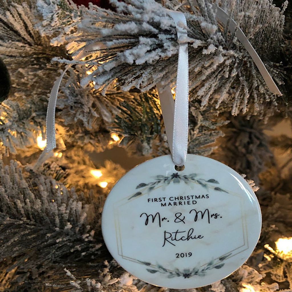 Personalized Mr & Mrs Christmas Ornament - First Christmas Married Ornament
