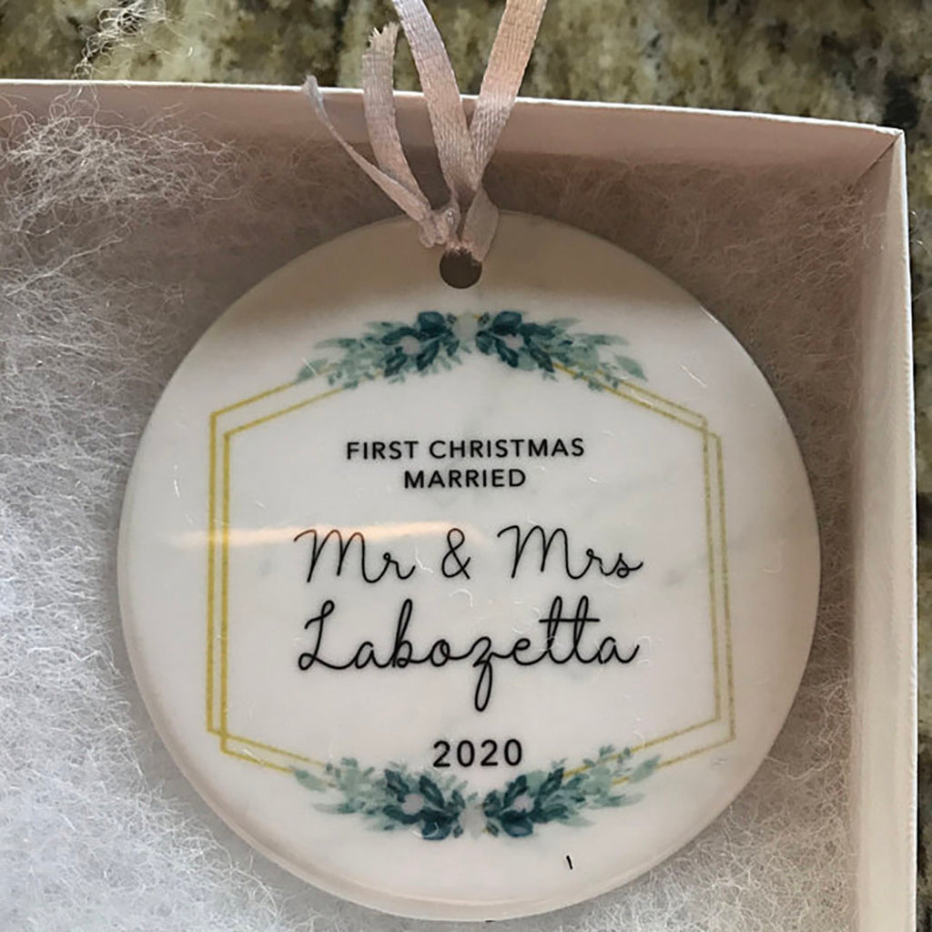 Personalized Mr & Mrs Christmas Ornament - First Christmas Married Ornament