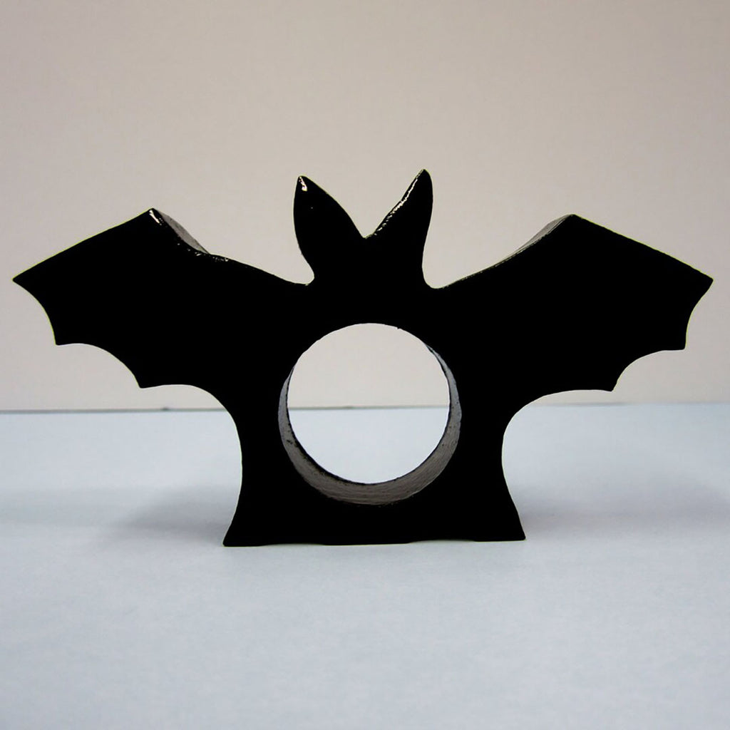 SET Wooden Black Bat Napkin Ring - Halloween Decor