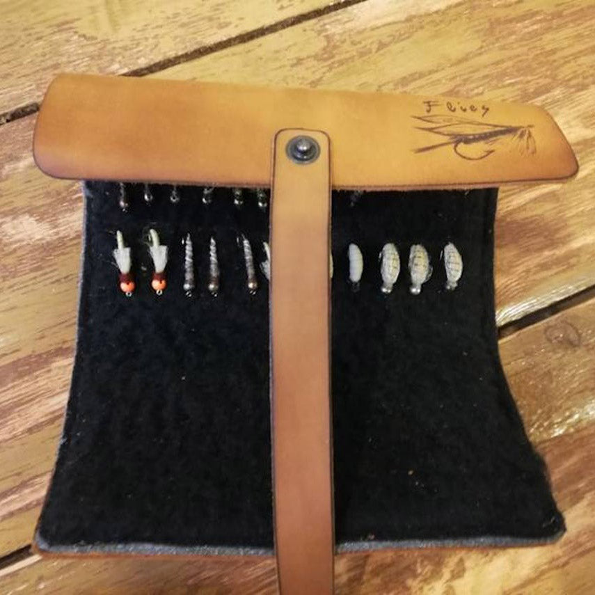 Personalized Leather Fly Fishing Wallet - Great Gift for Fisherman