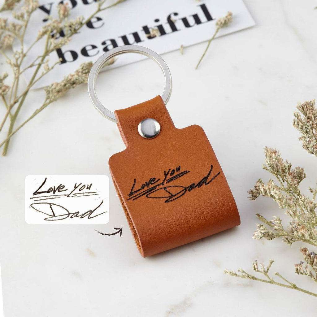 Handwritten Leather Father's Day Keychain | Gift For Dad