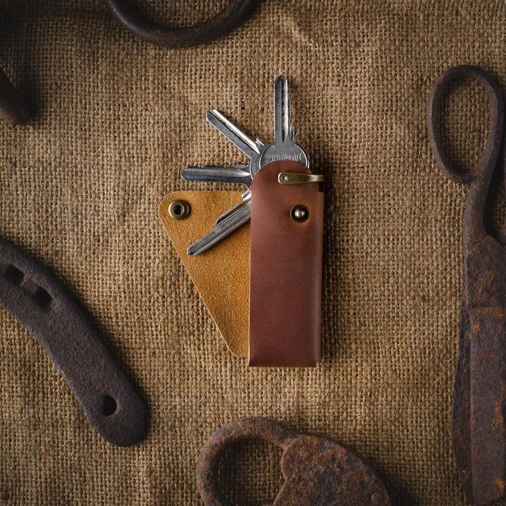 Minimalist Key Holder, Leather Keychain - Unique Gift for him