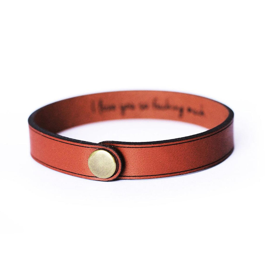 Leather Bracelet for men with Personalized Engraved Secret Message - Gift For Him