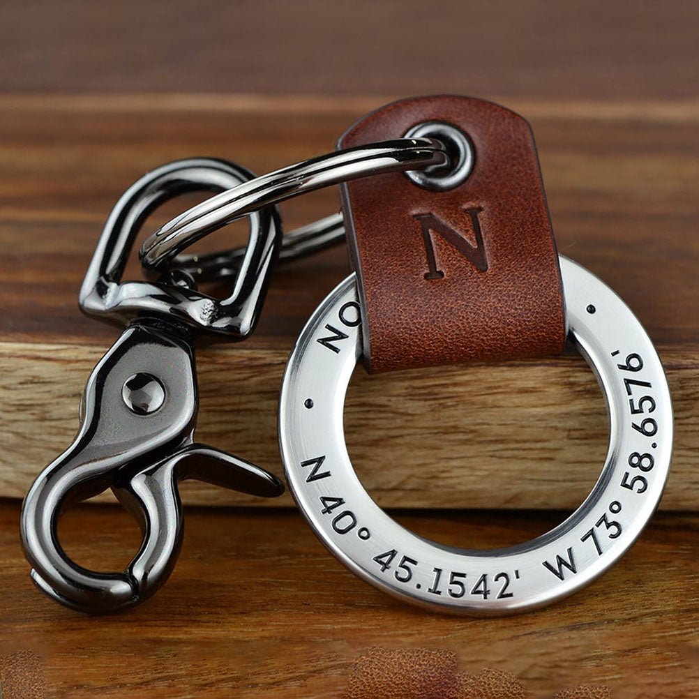 Coordinates Keychain Gift For Man - Father's Day Gift