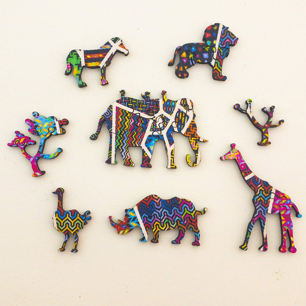 Wooden Jigsaw Puzzle - The Elephant - A Challenging and Timeless Game for Adults